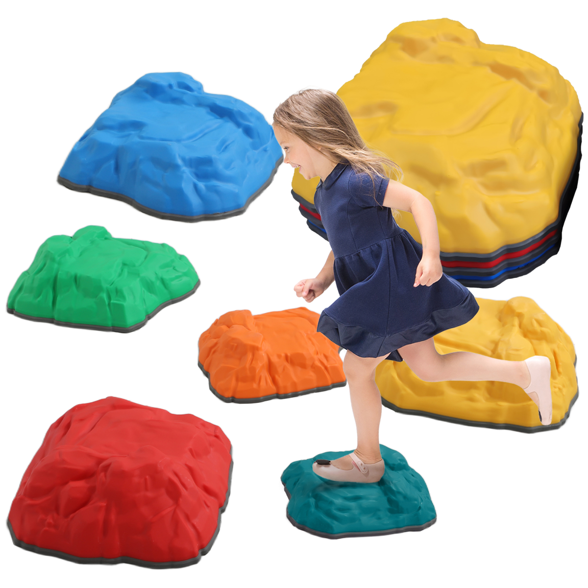 AIYAPLAY Balance Stepping Stones, 6 PCS River Stones for Kids Ages 3-8 Years