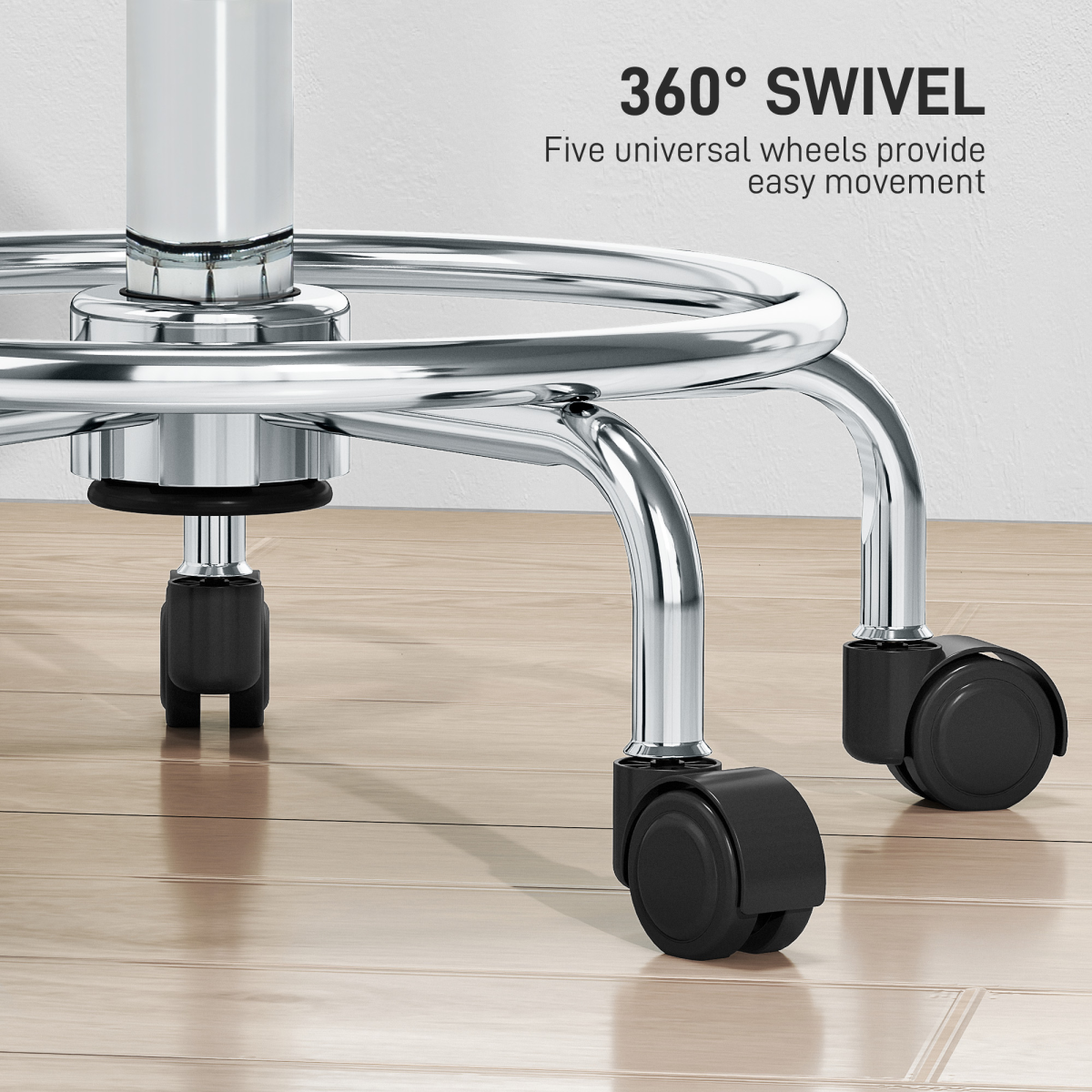 HOMCOM PU Leather Rolling Stool, Height Adjustable Salon Chair