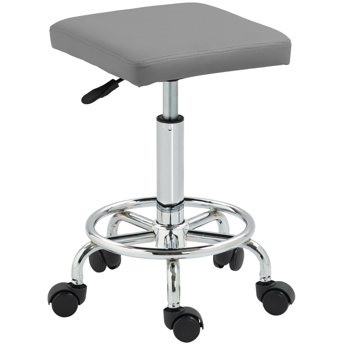 HOMCOM PU Leather Rolling Stool, Height Adjustable Salon Chair
