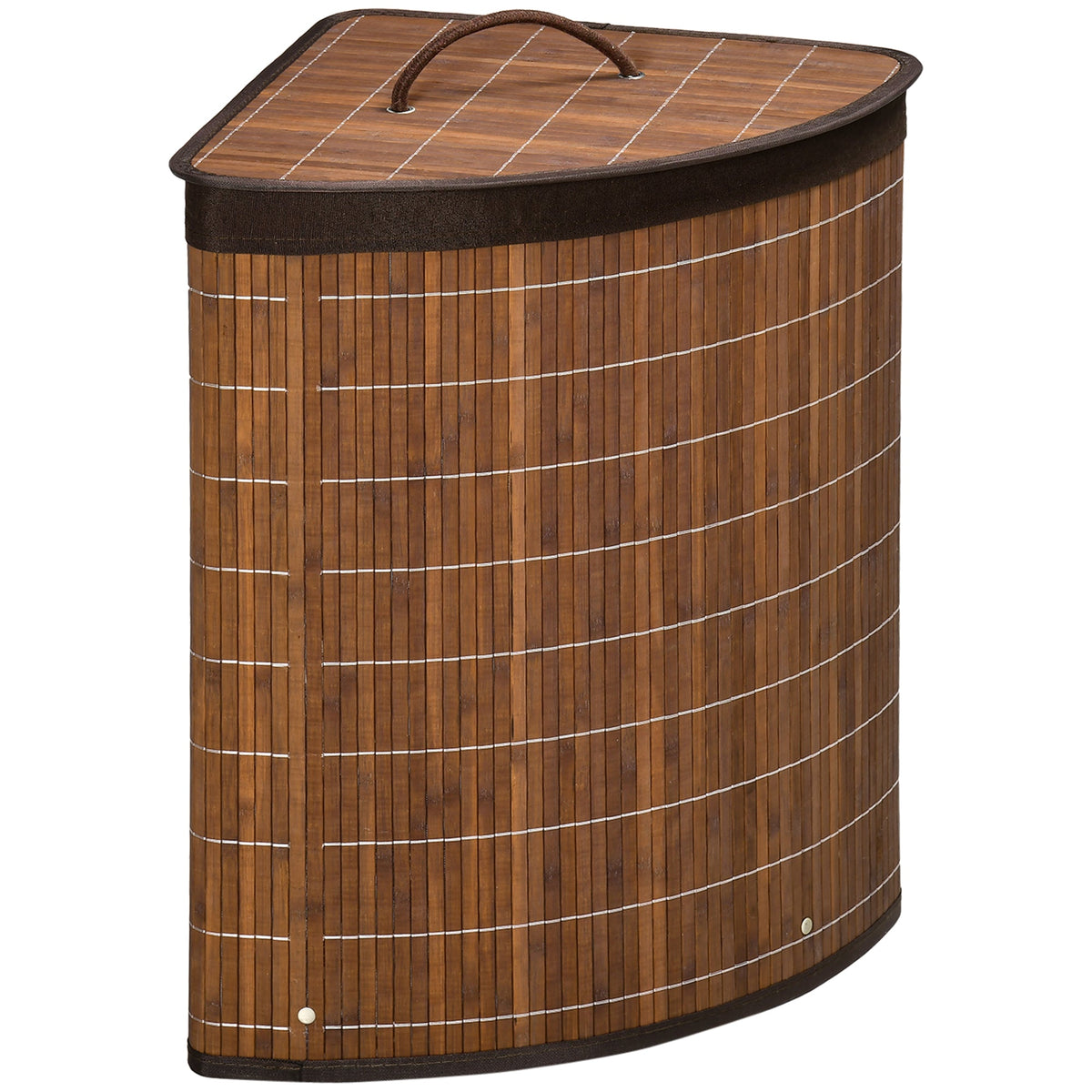 HOMCOM 55L Bamboo Corner Laundry Hamper Bamboo Laundry Basket Brown