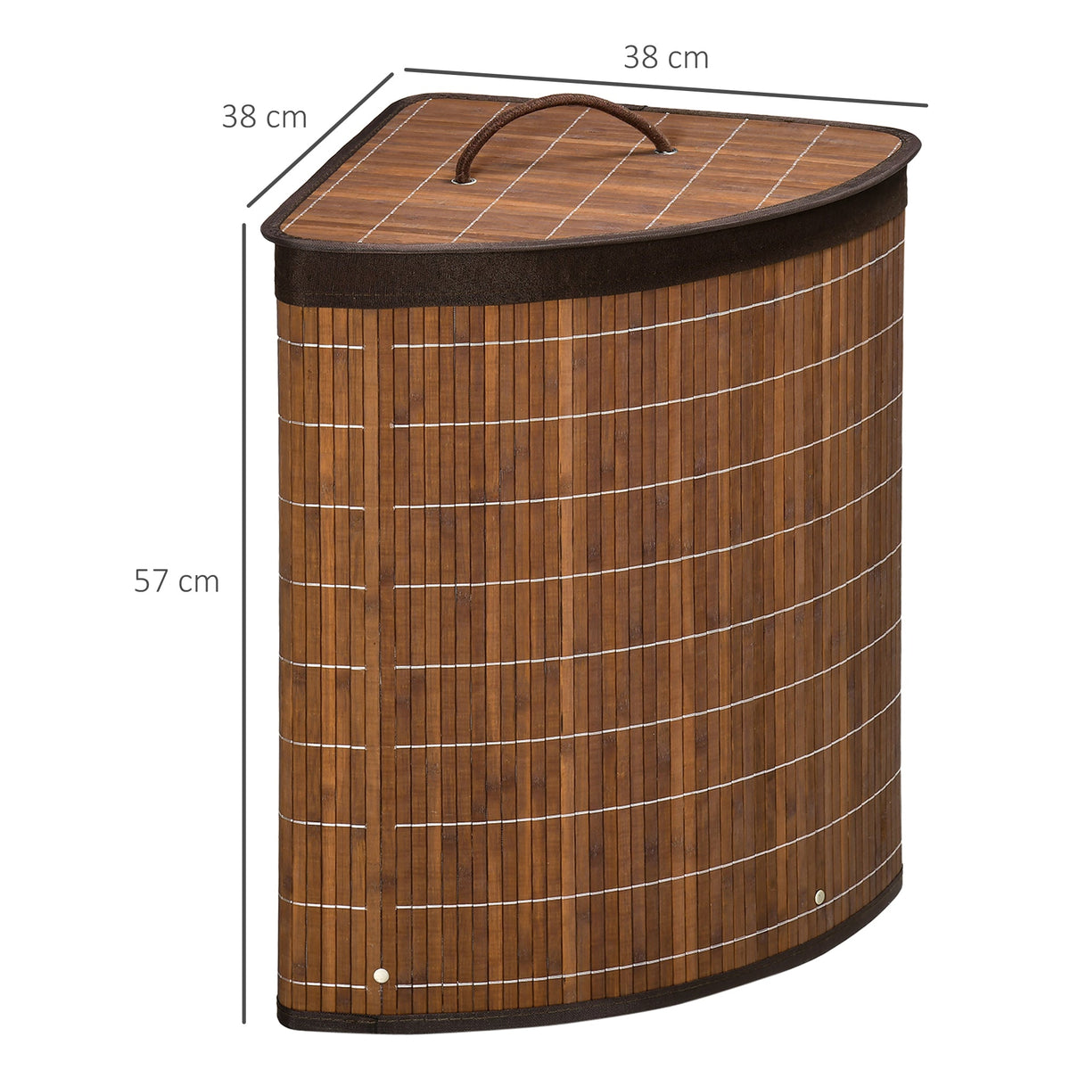 HOMCOM 55L Bamboo Corner Laundry Hamper Bamboo Laundry Basket Brown
