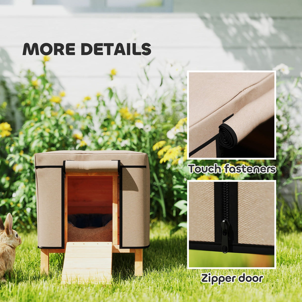 PawHut Rabbit Hutch Cover, Guinea Pig Hutch Cover for X-D2-0047, Brown