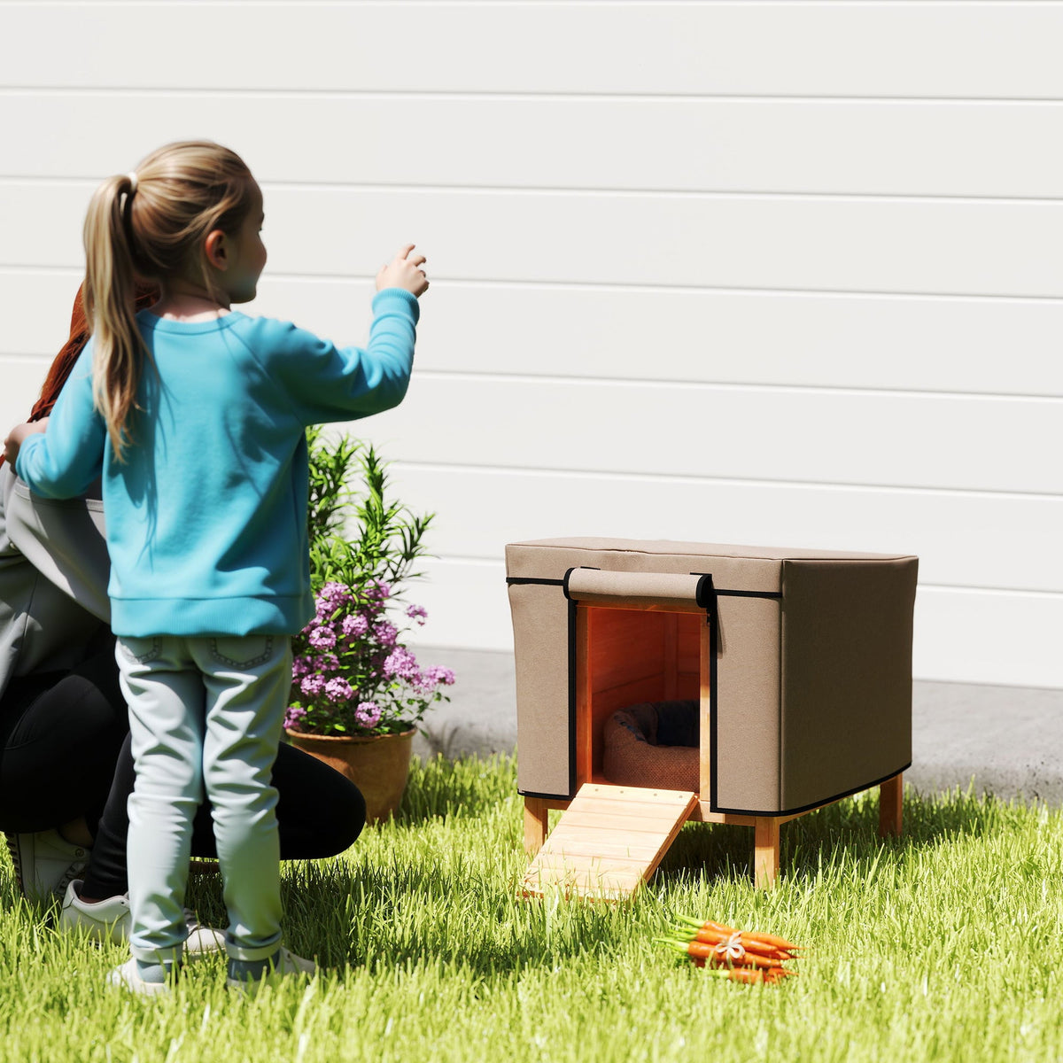 PawHut Rabbit Hutch Cover, Guinea Pig Hutch Cover for X-D2-0047, Brown