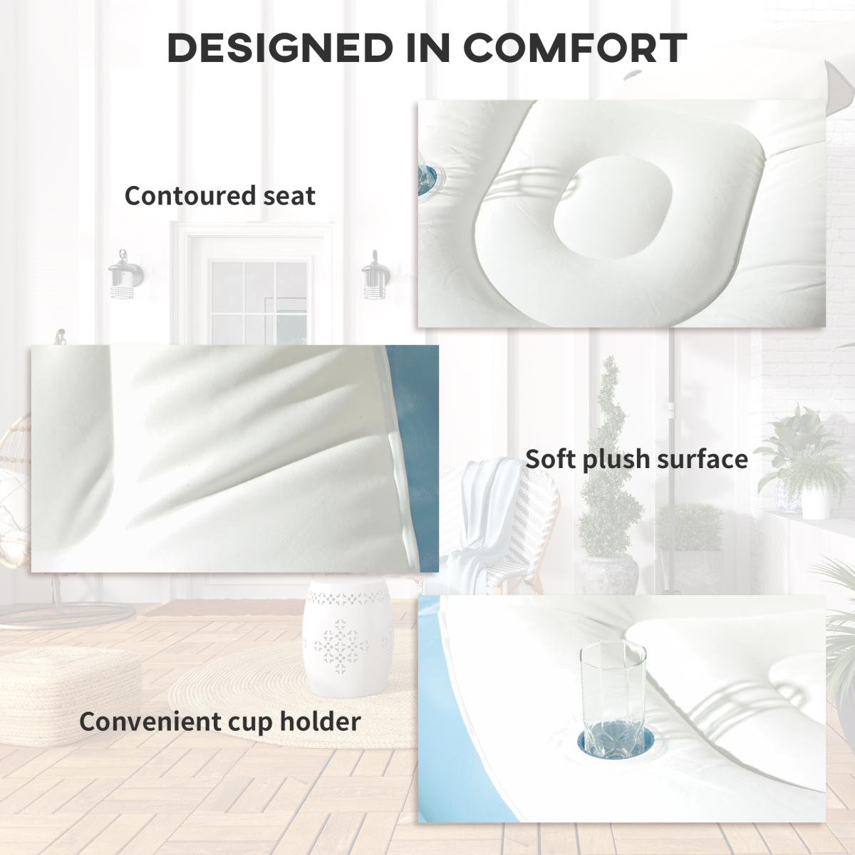Outsunny Inflatable Chair and Footstool for Gaming, Reading, Watching