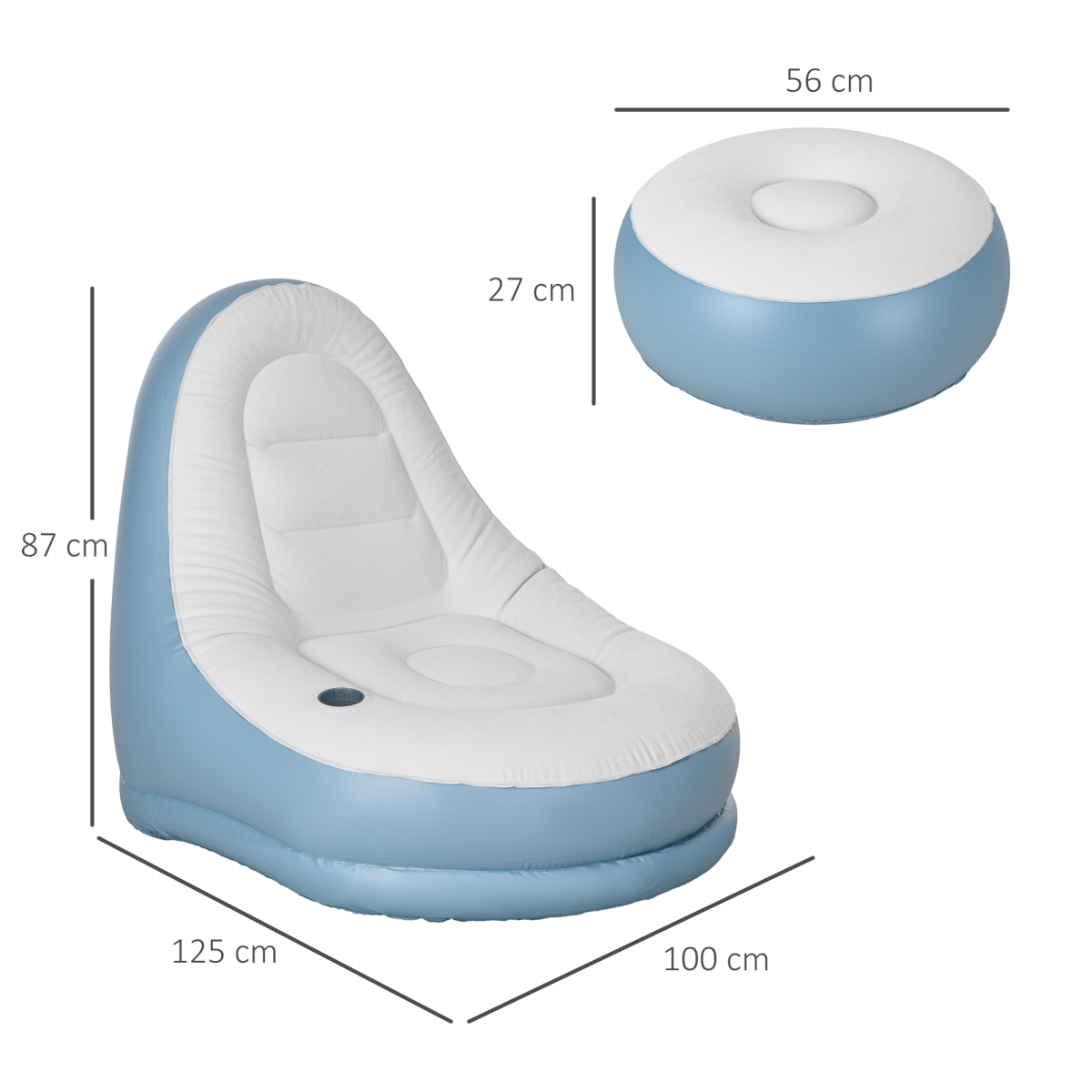 Outsunny Inflatable Chair and Footstool for Gaming, Reading, Watching