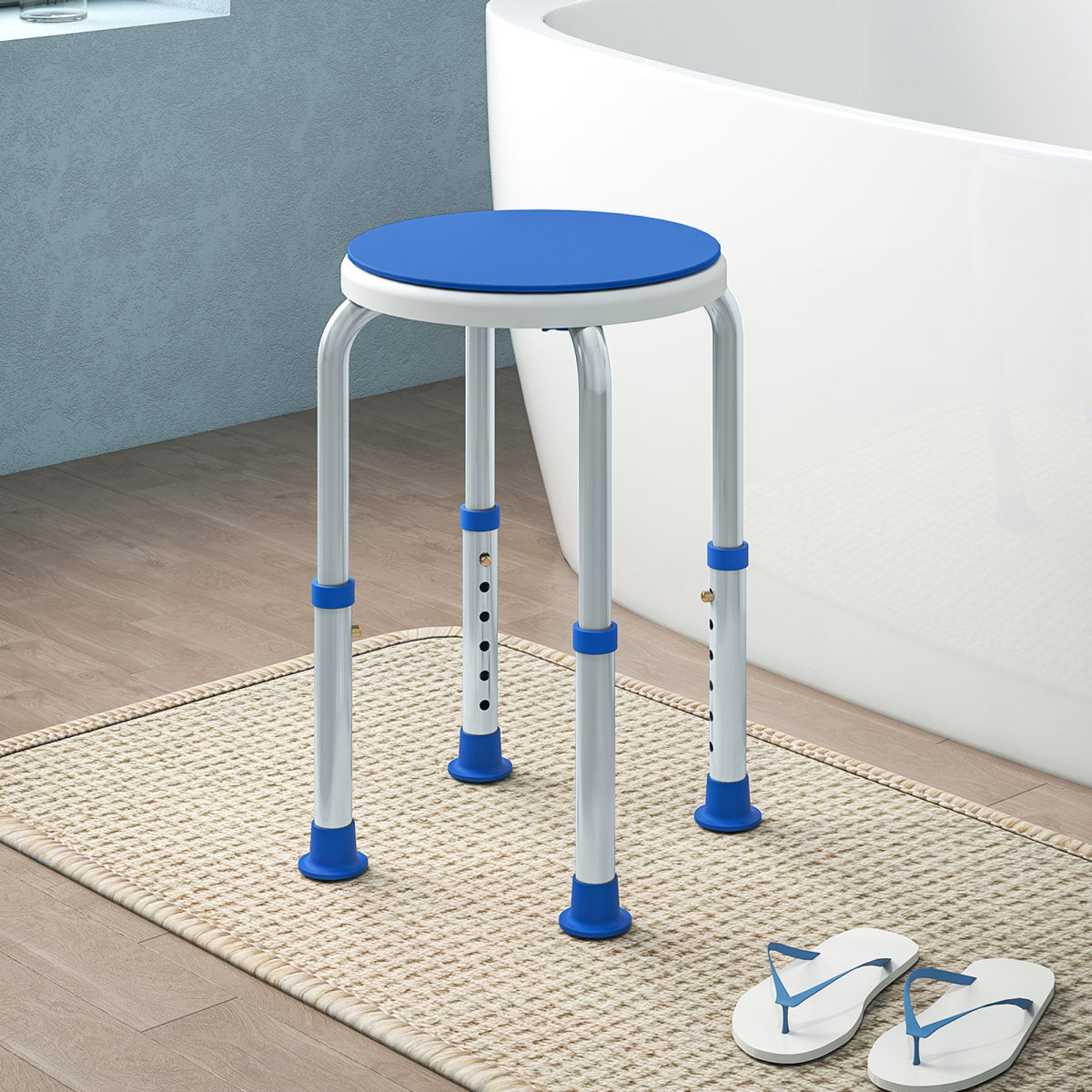 HOMCOM 360 Degree Swivel Shower Stool with Non-Slip Feet for Disabled