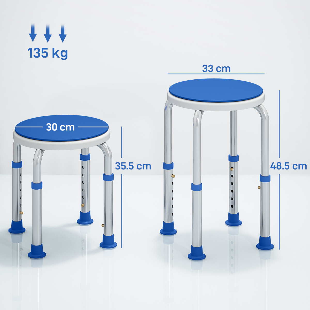 HOMCOM 360 Degree Swivel Shower Stool with Non-Slip Feet for Disabled