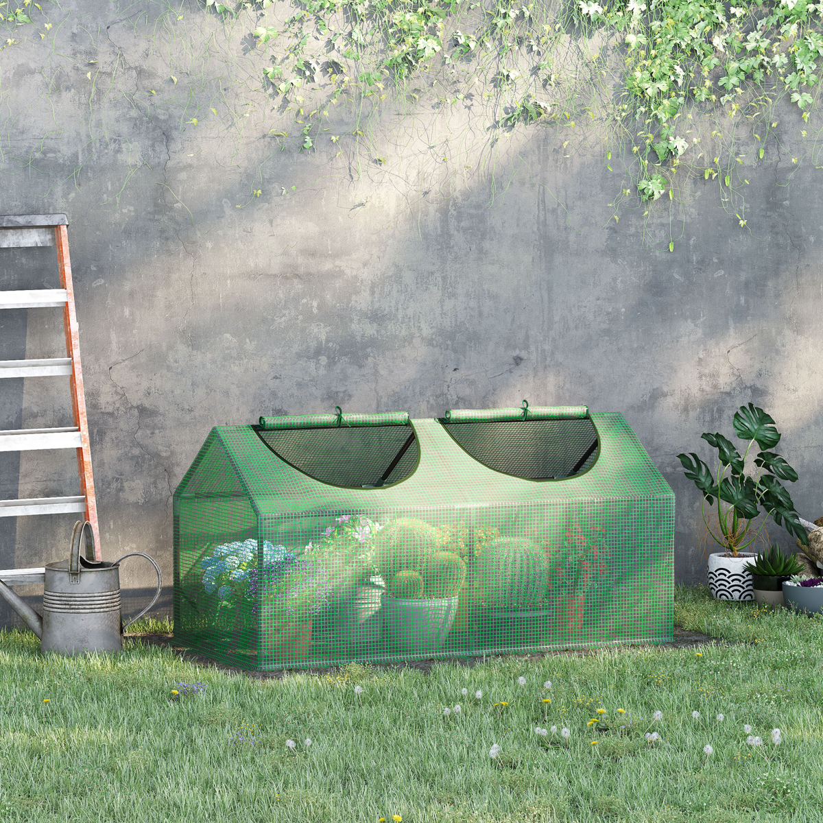 Mini Greenhouse With 2 Windows, Plant Flower Herbs Growing 120cmx60cmx60cm