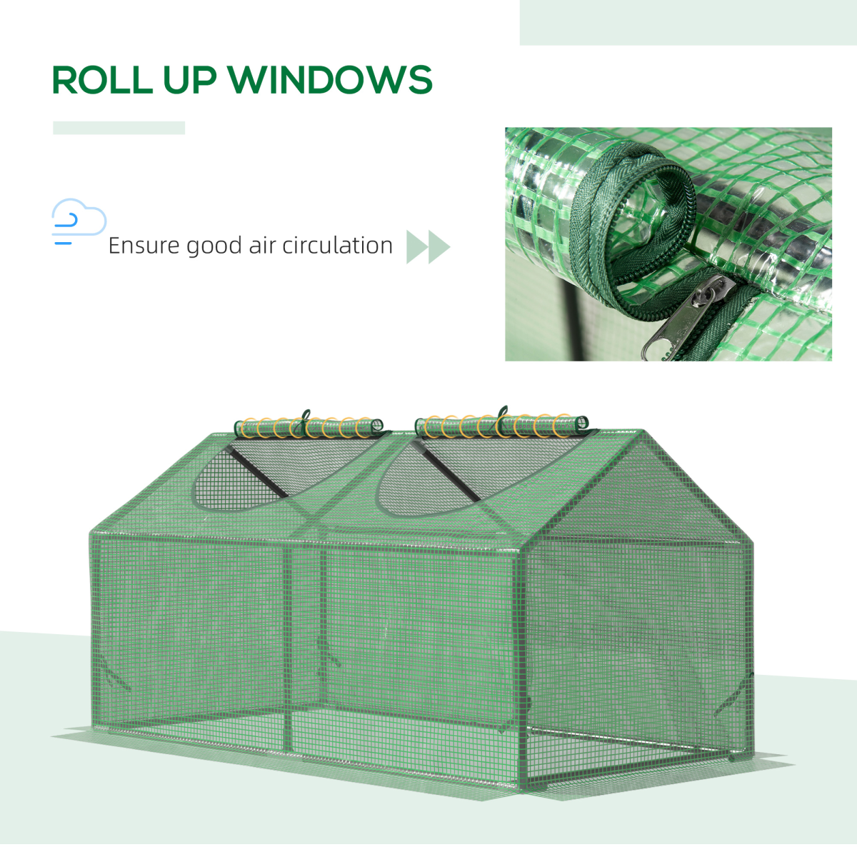 Mini Greenhouse With 2 Windows, Plant Flower Herbs Growing 120cmx60cmx60cm