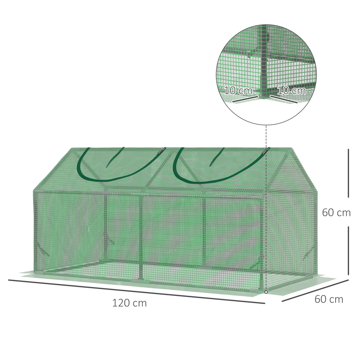 Mini Greenhouse With 2 Windows, Plant Flower Herbs Growing 120cmx60cmx60cm