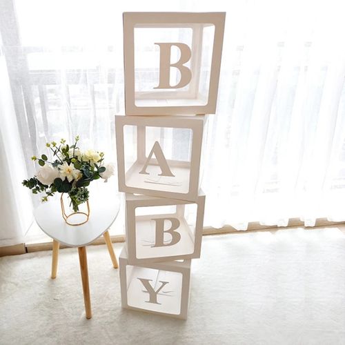 FENGRISE Transparent Alphabet Balloon Box for Birthday & Party Decor