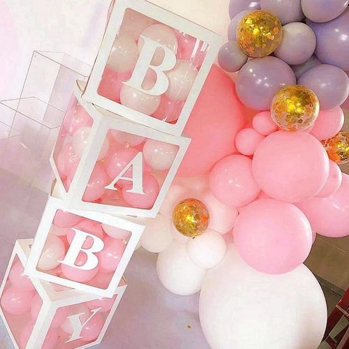 FENGRISE Transparent Alphabet Balloon Box for Birthday & Party Decor