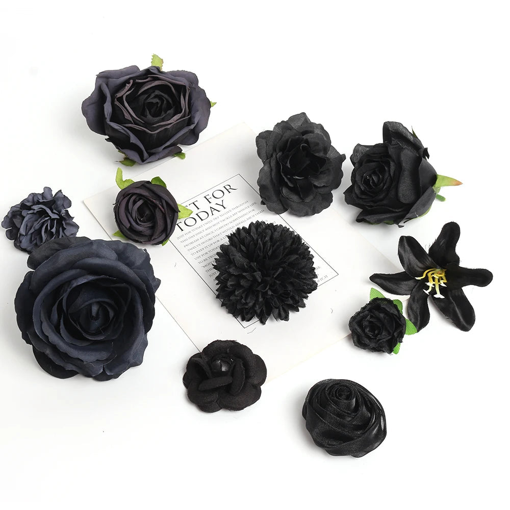 Elegant Black Artificial Flowers - Perfect for Weddings & Home Decor
