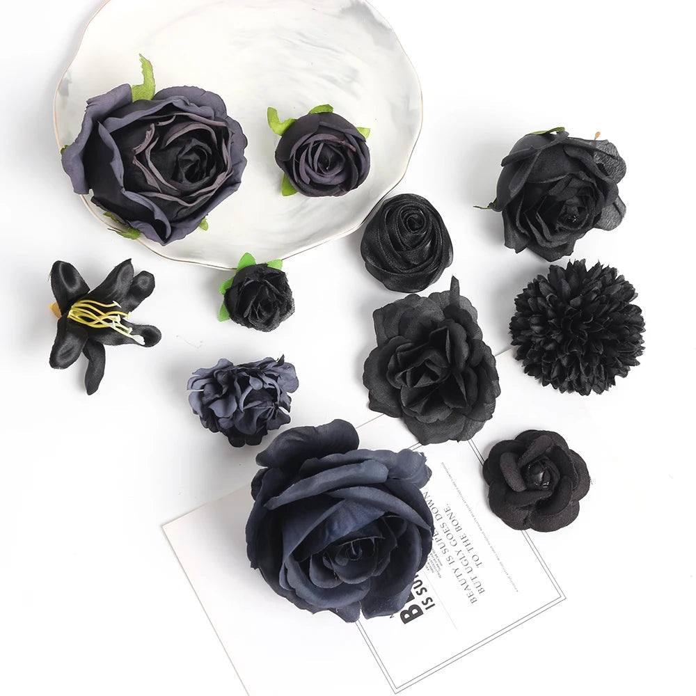 Elegant Black Artificial Flowers - Perfect for Weddings & Home Decor