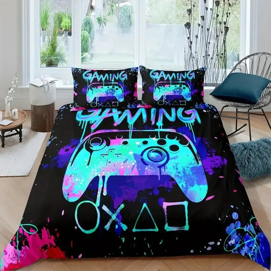 Gaming Pattern Duvet Cover Set – Console Controller Design