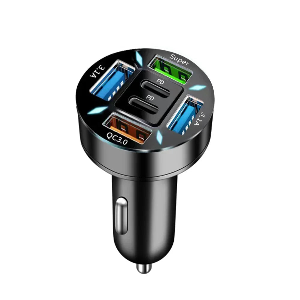 66W 4 Ports USB Car Charger Fast Charging PD Quick Charge 3.0 USB C Car Phone Charger Adapter For iPhone 13 12 Xiaomi Samsung