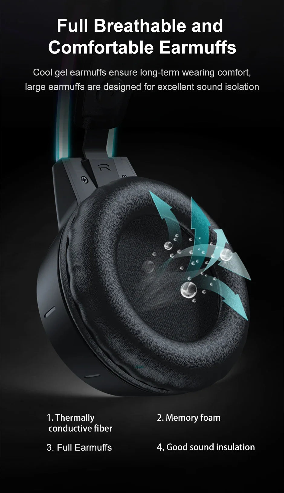ONIKUMA RGB Gaming Headphones with HD Flexible Mic 3.5mm Gaming Headsets For PC Xbox PS4 PS5 Switch Computer Games
