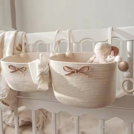 Cotton-Blend Crib Storage Basket – Hanging Nursery Organiser