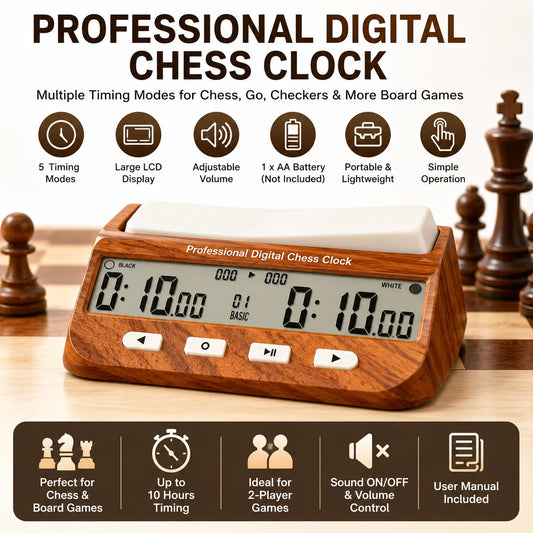 Digital Chess Clock Timer Large LCD Electronic Chess Timer for Chess Go Checkers Board Games Tournament Portable