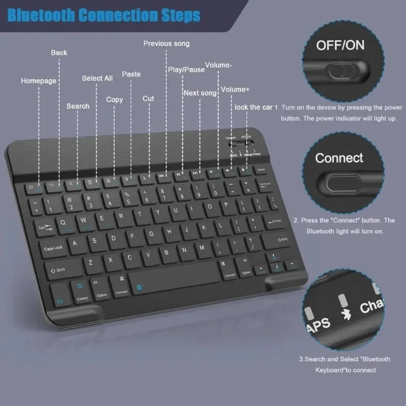 10 inch Bluetooth Keyboard for tablet ipad Keyboard and Mouse Kit for ipad Xiaomi Samsung Huawei Lenovo For Android ios Windows