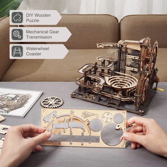 ROKR Marble Night City 3D Wooden Puzzle Games Assembly Waterwheel Model Toys for Adult Birthday Gift