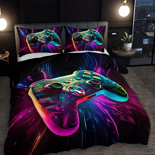 Gaming Pattern Duvet Cover Set – Console Controller Design