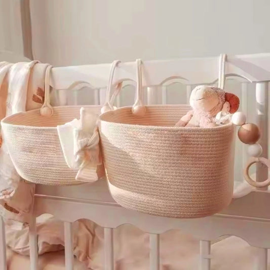 Cotton-Blend Crib Storage Basket – Hanging Nursery Organiser