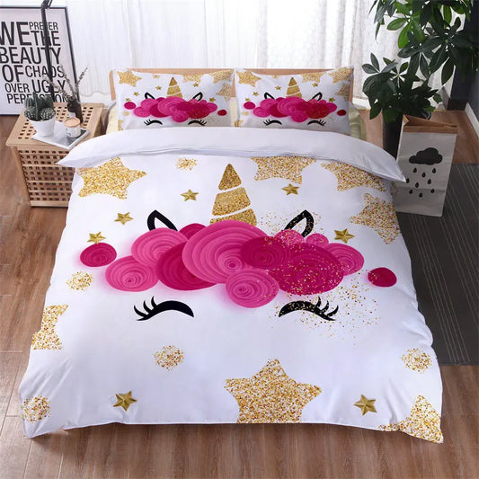 Unicorn Print Duvet Cover Bedding Set – Sizes & Designs