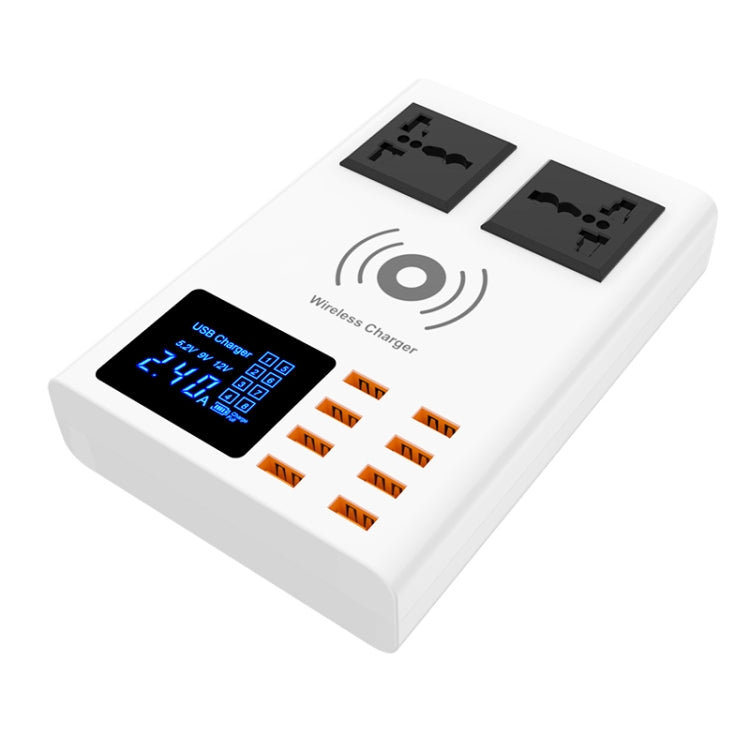YC-CDA10W 10W Multi Port USB Intelligent Digital Display Fast Charging Wireless Charger, UK Plug, SAS1048A, SAS1048B, SAS1048C