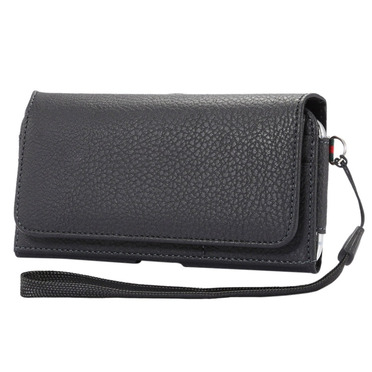 Universal Litchi Texture Vertical Flip Thwartwise PU Leather Case / Waist Bag with Back Splint & Card Slots & 15cm Lanyard for Galaxy S7 Edge & S7 & S6 Edge & S6, Huawei P9 & P9 Lite & P9 Plus & Sony Xperia Z5, Xiaomi Redmi 4, Size: 15.5 x 8 x 1.8 cm