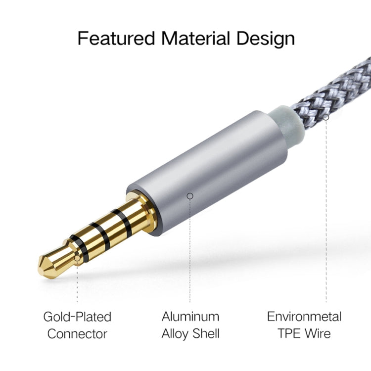 HY191 2 in 1 3.5mm Male to Microphone + Audio Female Braided Audio Cable, Length: 26cm, HY191