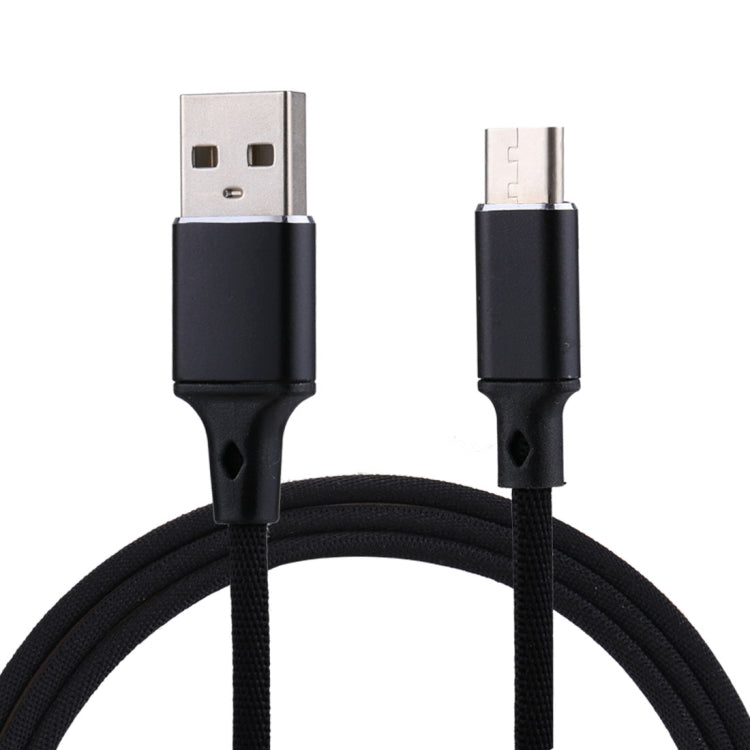 1m 2A Output USB to USB-C / Type-C Nylon Weave Style Data Sync Charging Cable, 2A Red, 2A White, 2A Black, 2A Pink, 2A Grey