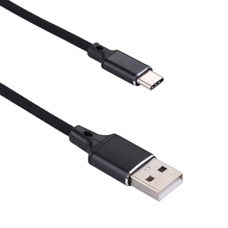 1m 2A Output USB to USB-C / Type-C Nylon Weave Style Data Sync Charging Cable, 2A Red, 2A White, 2A Black, 2A Pink, 2A Grey
