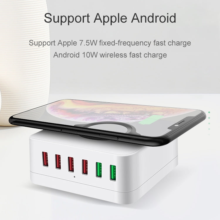 E6 7 In 1 Multi-function Wireless Charging Station USB Smart Socket Holder Stand