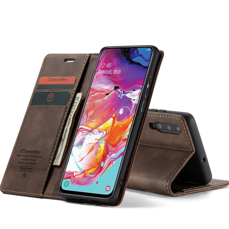 CaseMe-013 Multifunctional Retro Frosted Horizontal Flip Leather Case for Galaxy A70, with Card Slot & Holder & Zipper Wallet & Photo Frame, For Galaxy A70