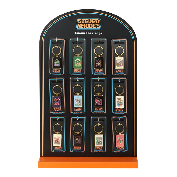 Set of 48 Enamel Keyrings by Steven Rhodes on Display