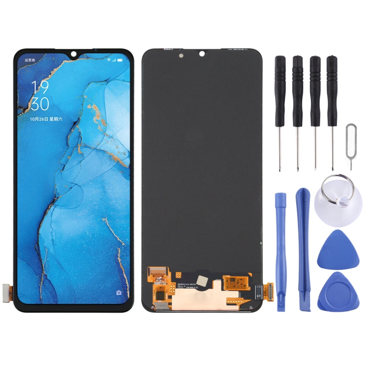 Original AMOLED Material LCD Screen and Digitizer Full Assembly for OPPO Reno3 CPH2043 / A91/ PCPM00 / CPH2001 / CPH2021 / F15 / CPH2001 / Find X2 Lite / CPH2005 / K7 5G / F17 CPH2095 , For OPPO Reno3