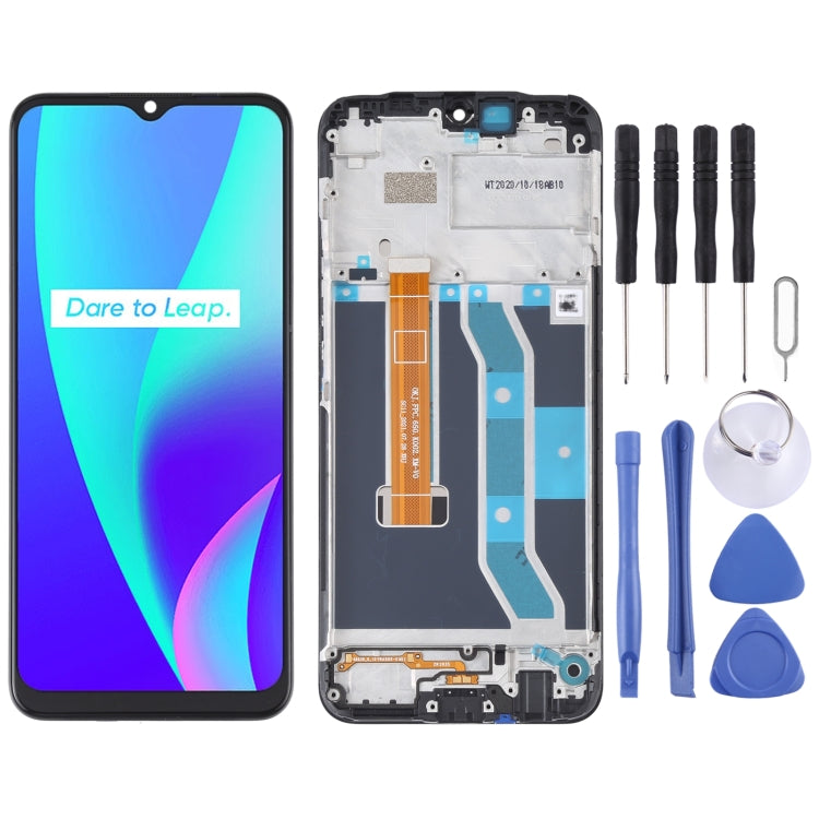Original LCD Screen and Digitizer Full Assembly With Frame for OPPO Realme C15 RMX2180(Qualcomm Version), For OPPO Realme C15 (Qualcomm)