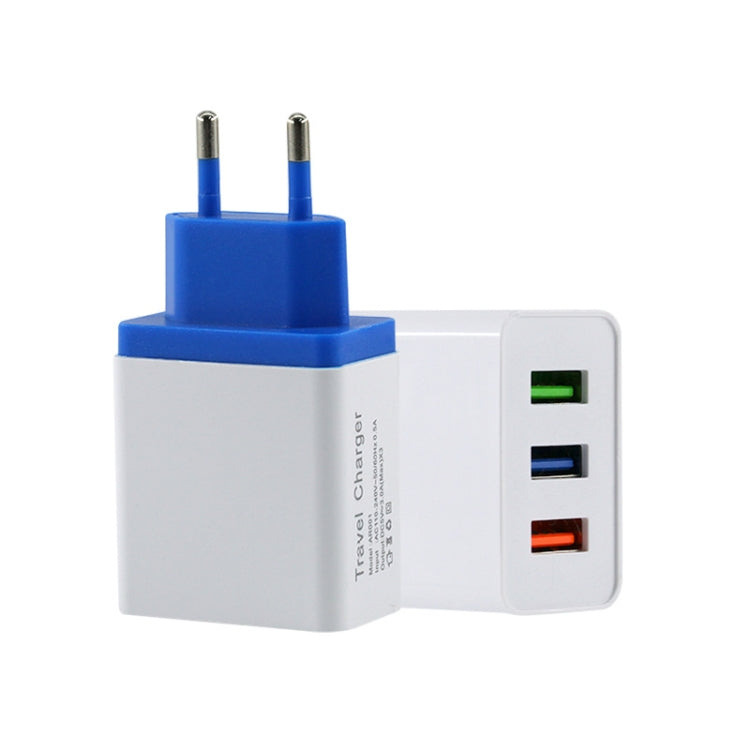 2 A 3USB Mobile Phone Travel Charger EU Plug