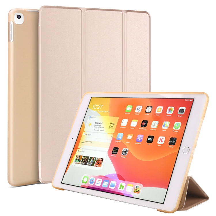 For iPad 10.2 inch 2019 / iPad Pro 10.5 inch Three-folding Surface PU Leather TPU Matte Soft Bottom Case with Holder & Sleep / Wake-up Function, Black, Rose Gold, Navy Blue, Gold, Sky blue, Red, Mint Green