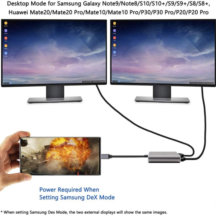ZS-SGSHDMI USB-C / Type-C to Dual HDMI Adapter, USB-C / Type-C to Dual HDMI