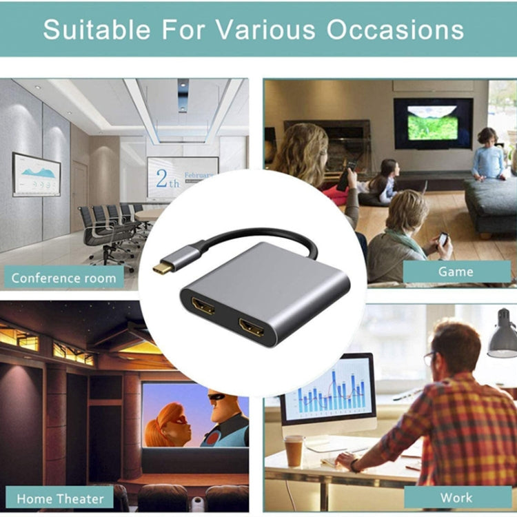 ZS-SGSHDMI USB-C / Type-C to Dual HDMI Adapter, USB-C / Type-C to Dual HDMI