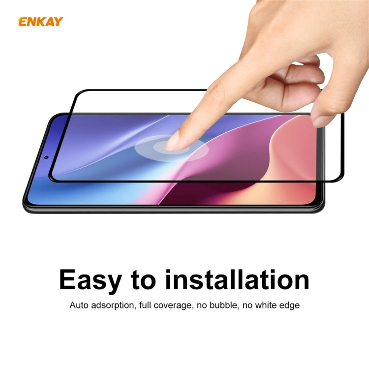 2 PCS ENKAY Hat-Prince Full Glue 0.26mm 9H 2.5D Tempered Glass Full Coverage Film, For Xiaomi Redmi K40 / K40 Pro(+), For Xiaomi Redmi Note 9T, For Xiaomi Redmi 9T, For Samsung Galaxy F62