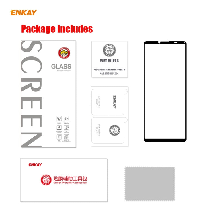 ENKAY Hat-Prince Full Glue 0.26mm 9H 2.5D Tempered Glass Full Coverage Film, For Sony Xperia 10 III(1 PC), For Sony Xperia 1 III(1 PC), For Motorola Moto G10 / G20 / G30(1 PC), For Motorola Moto G100 / G 5G Plus(1 PC)