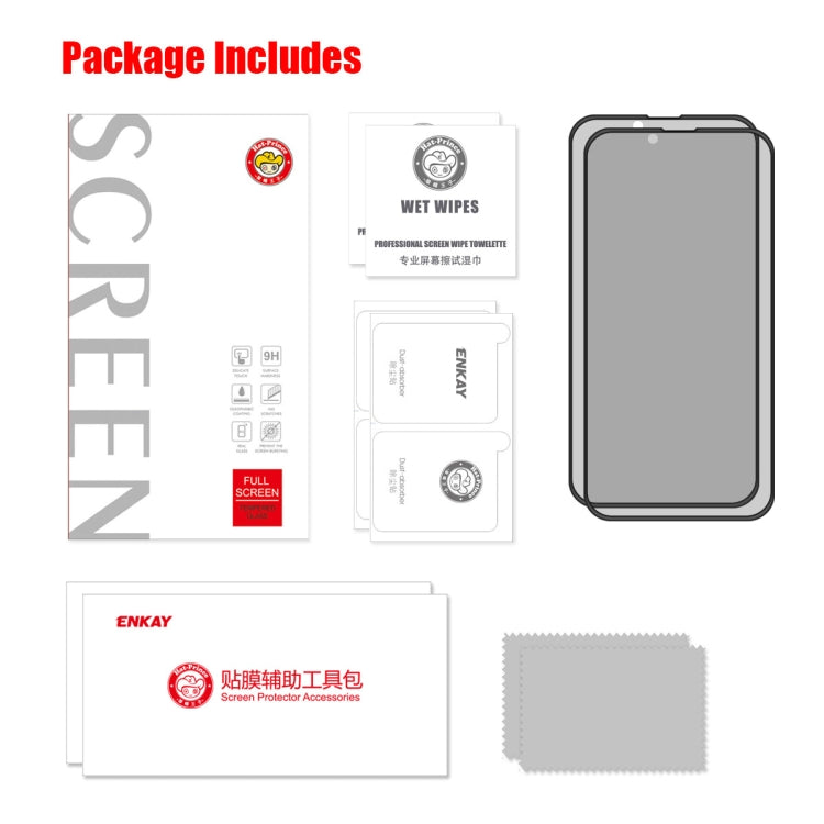 2 PCS ENKAY Hat-Prince Full Coverage Anti-drop Privacy Screen Protector Anti-spy Tempered Glass Film, For iPhone 13 mini(2pcs), For iPhone 13 / 13 Pro (2pcs), For iPhone 13 Pro Max(2pcs)