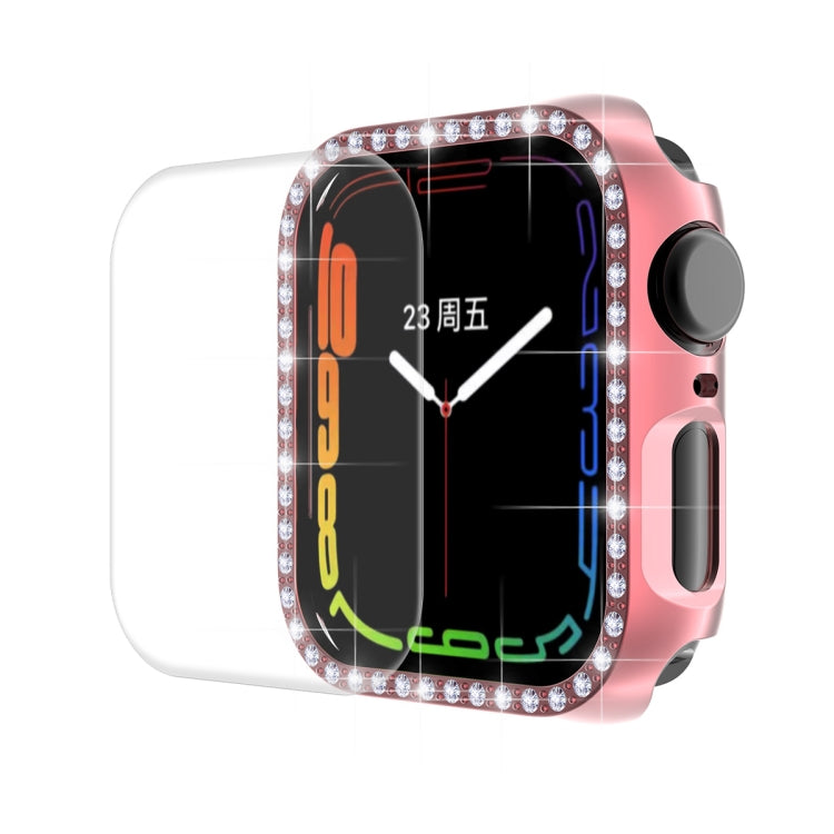 ENKAY Hat-Prince Electroplate PC Diamond Watch Case + Full Coverage Curved PET Screen Protector Film For Apple Watch Series 7 41mm