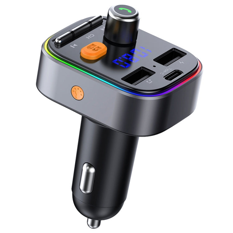 T48C Car Bluetooth 5.0 Fm Transmitter Kit Dual USB with Type-C 5V 2.4A Car Charger, T48C