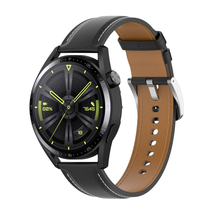 Calf Texture Sewing Thread Watchband, For Huawei Watch GT2 46mm