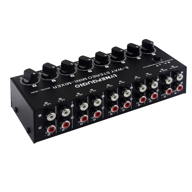 B066 Mini Stereo 8 Channel RCA Non Source Sound Passive Mixer, No Power Supply, 8 Channel RCA