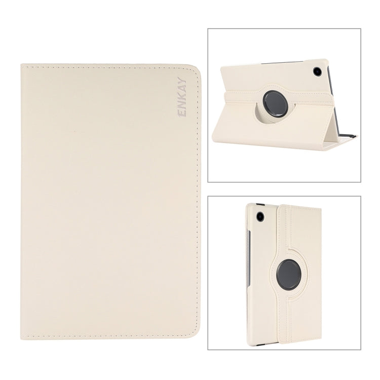 For Samsung Galaxy Tab A8 10.5 2021 X200/X205 ENKAY 360 Degree Rotation Litchi Leather Smart Case